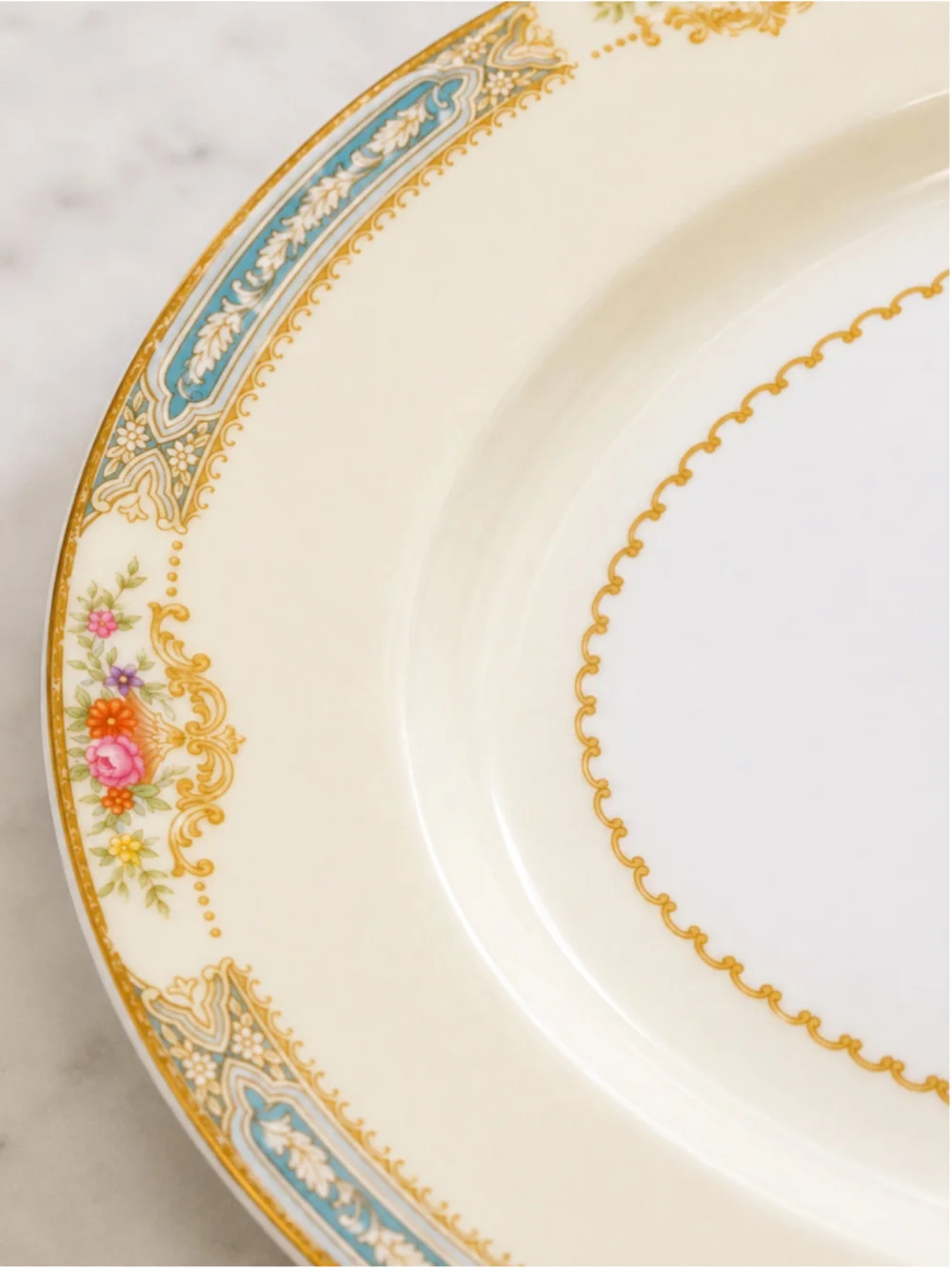 Vintage ROSE China “Annette” Oval Serving Platter – 14” Floral Gold Trim